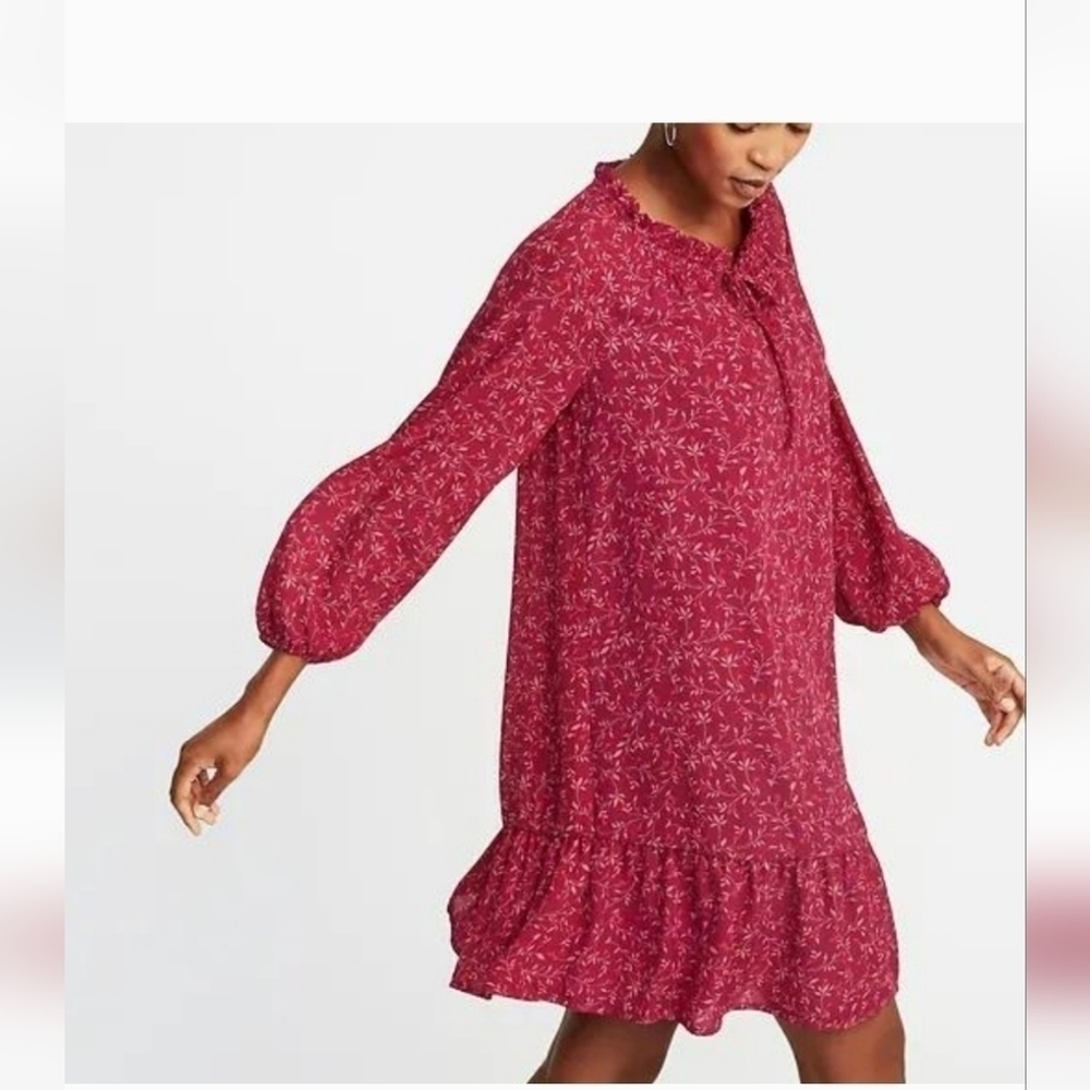 Old Navy Dress Swing S Pink Mini Floral Print Long Sleeve - Picture 2 of 6